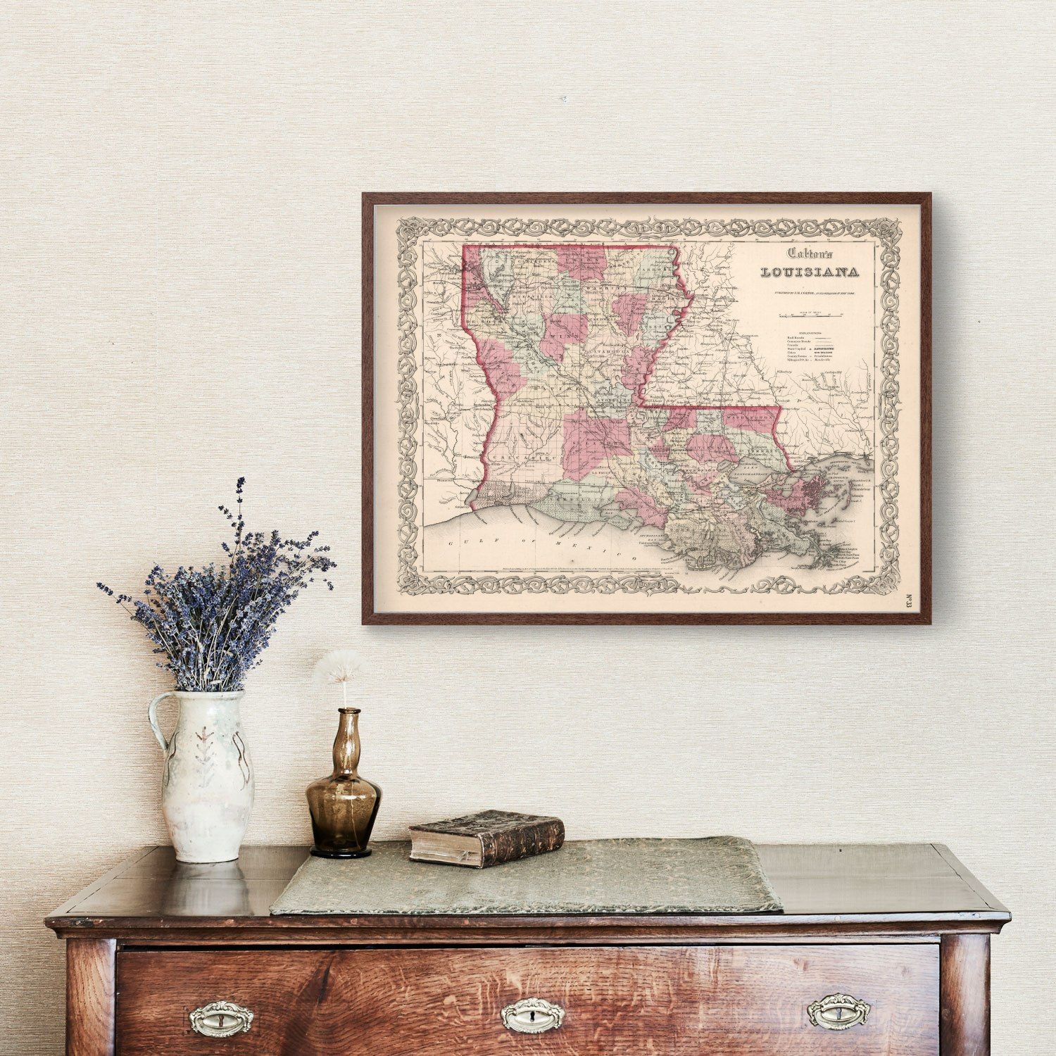 Vintage Map of Louisiana 1861