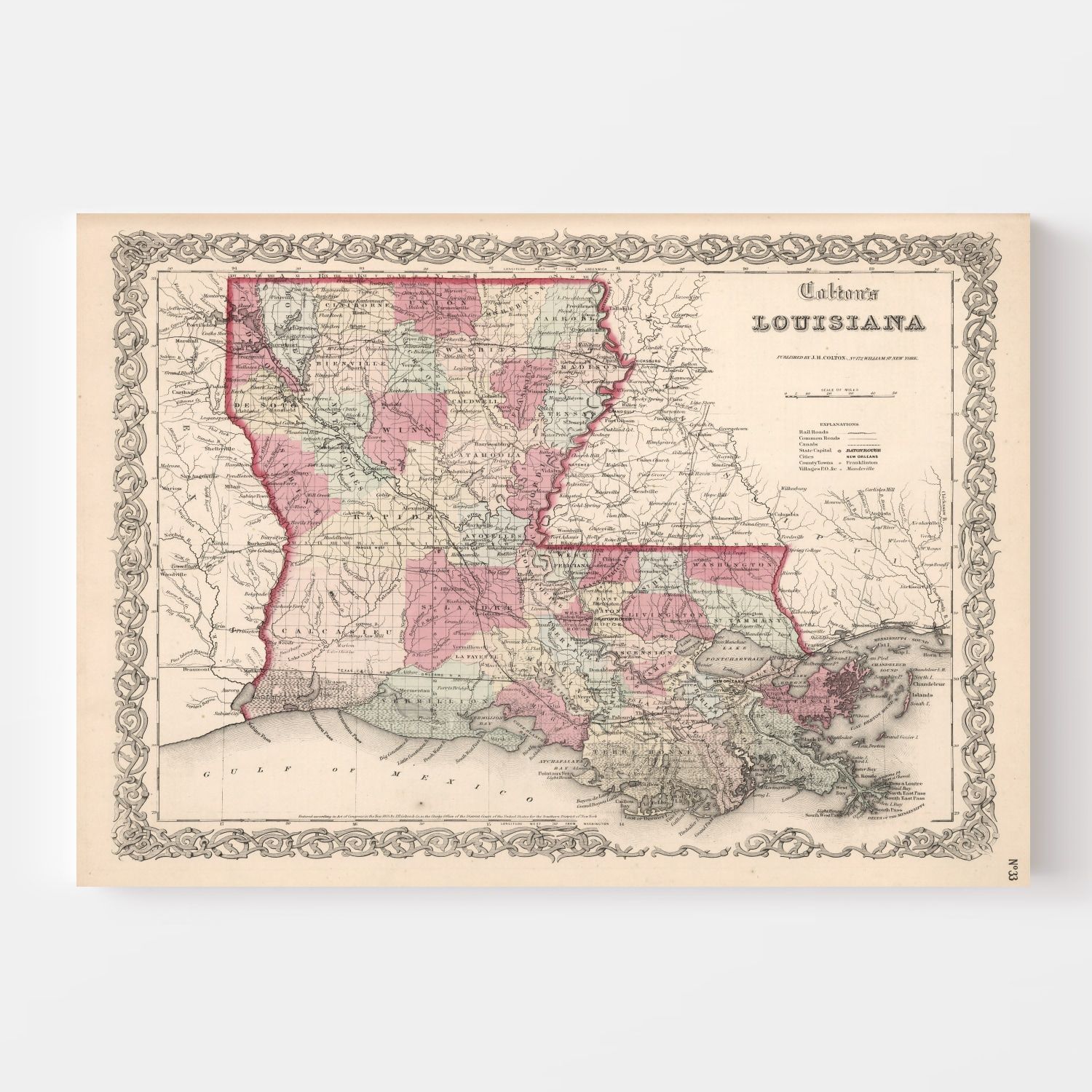 Vintage Map of Louisiana 1861