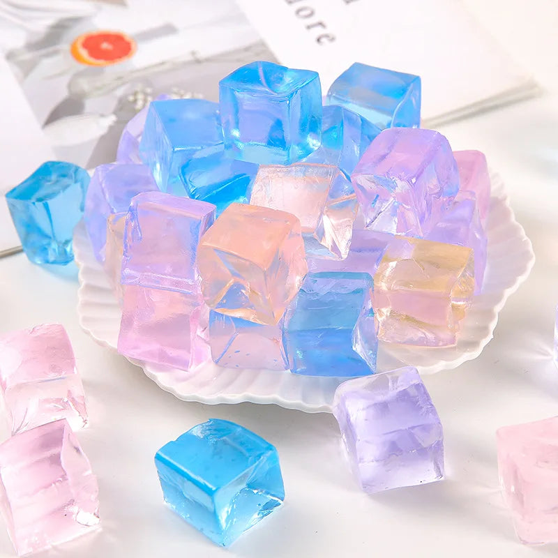 10 Pack Ice Cube Sensory Stress Balls | Mochi Squishies Squeeze Toys for Adults and Kids