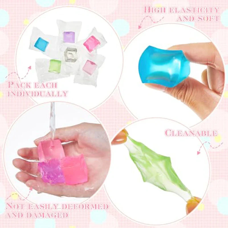 10 Pack Ice Cube Sensory Stress Balls | Mochi Squishies Squeeze Toys for Adults and Kids