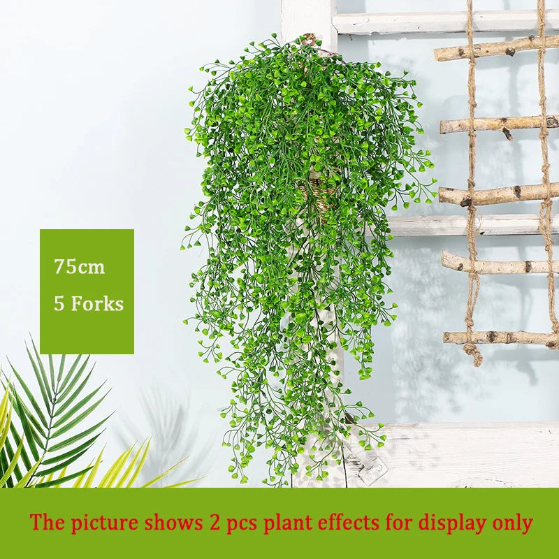 Dlight Decor 75cm Hanging Golden Bell Willow Vine with 5 Forks for Wall and Garden Decor